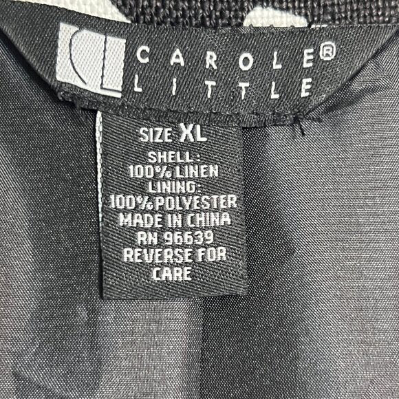Carole Little Bebra Print Linen Jacket XL Black White Button Front Boxy Retro - Picture 5 of 8